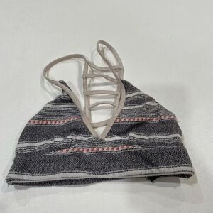 OBEY Strappy Bralette XXS Gray Striped Crop Top Festival Boho Lounge